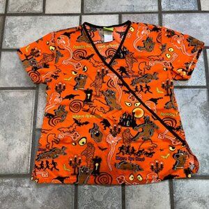 Scooby Doo Small Halloween Scrub Top